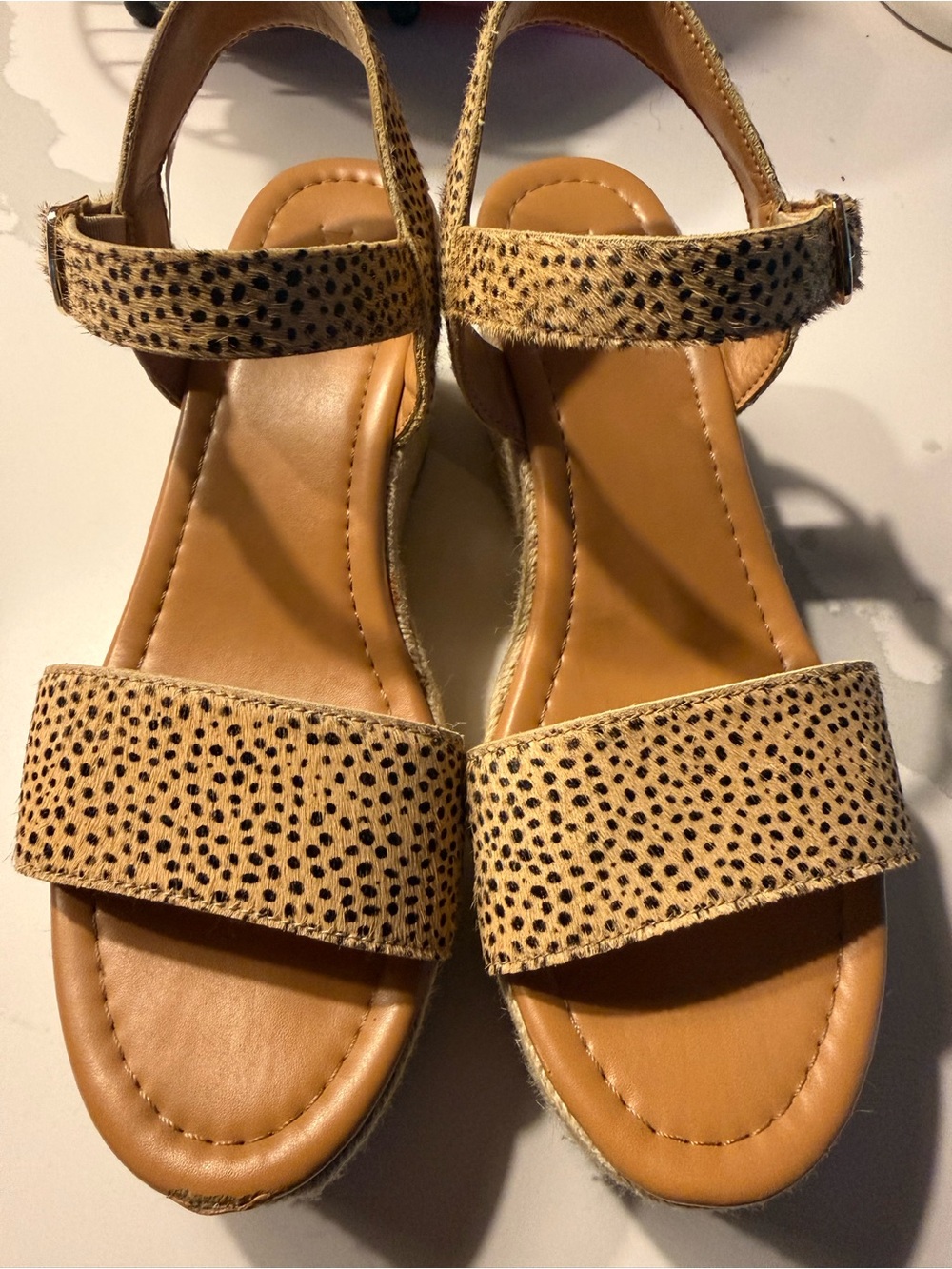 Leopard Print Strappy Espadrille Sandals - Tan,8,JCrew, Womens
